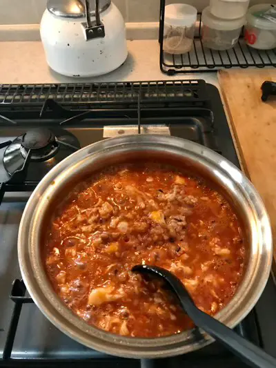 トマト鍋の雑炊①